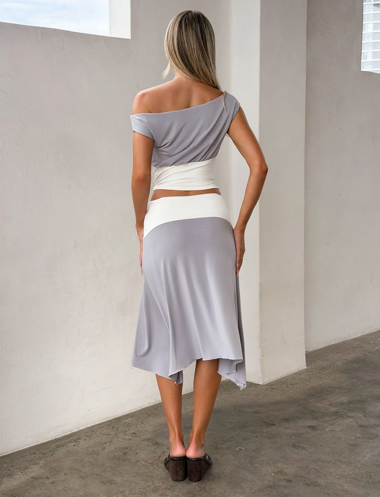 ALYSSA HI LO SKIRT - GREY - Image 4