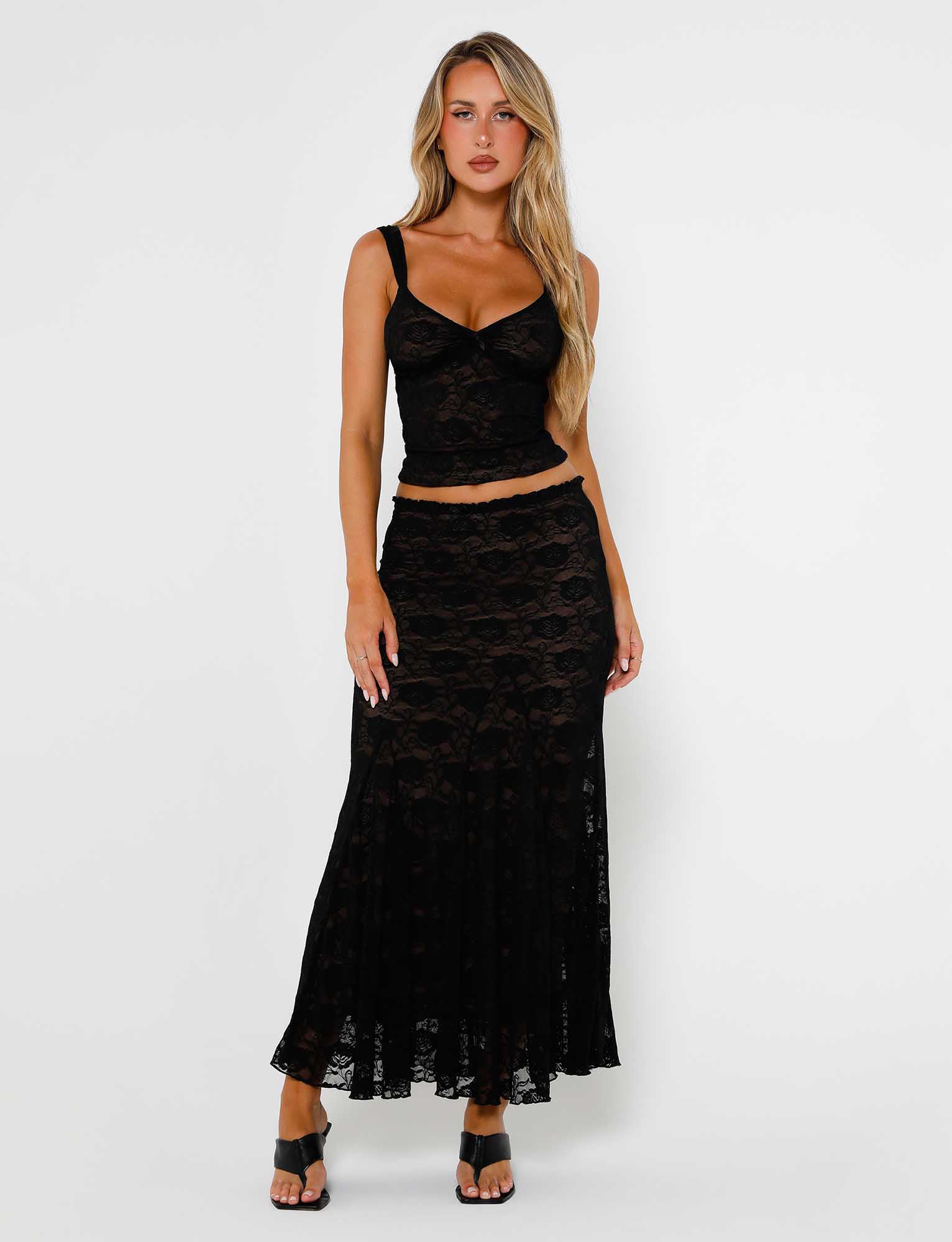 ISADORA SKIRT - BLACK : LACE - Image 4