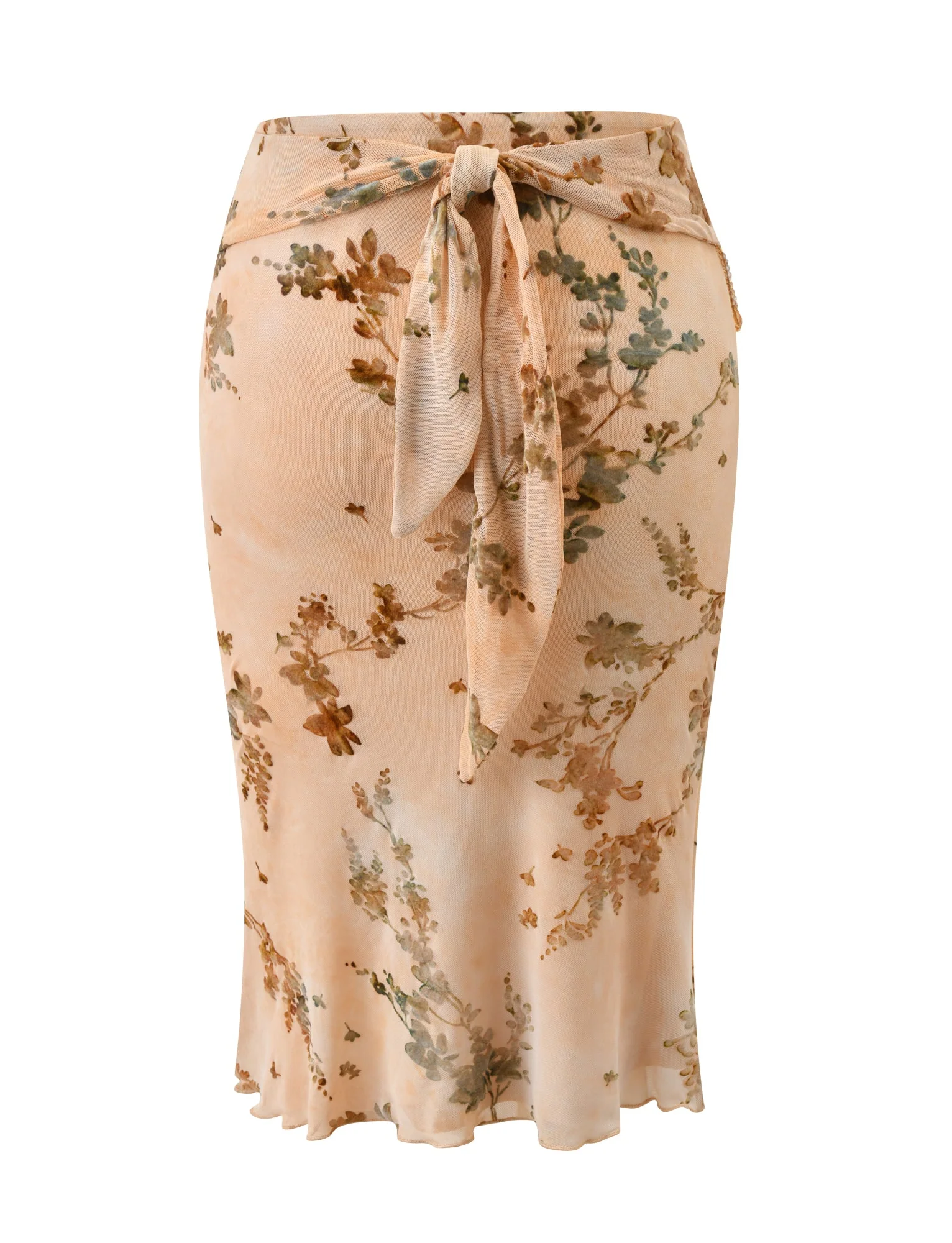 OONA BURN OUT FRINGE SKIRT - TAN - Image 7