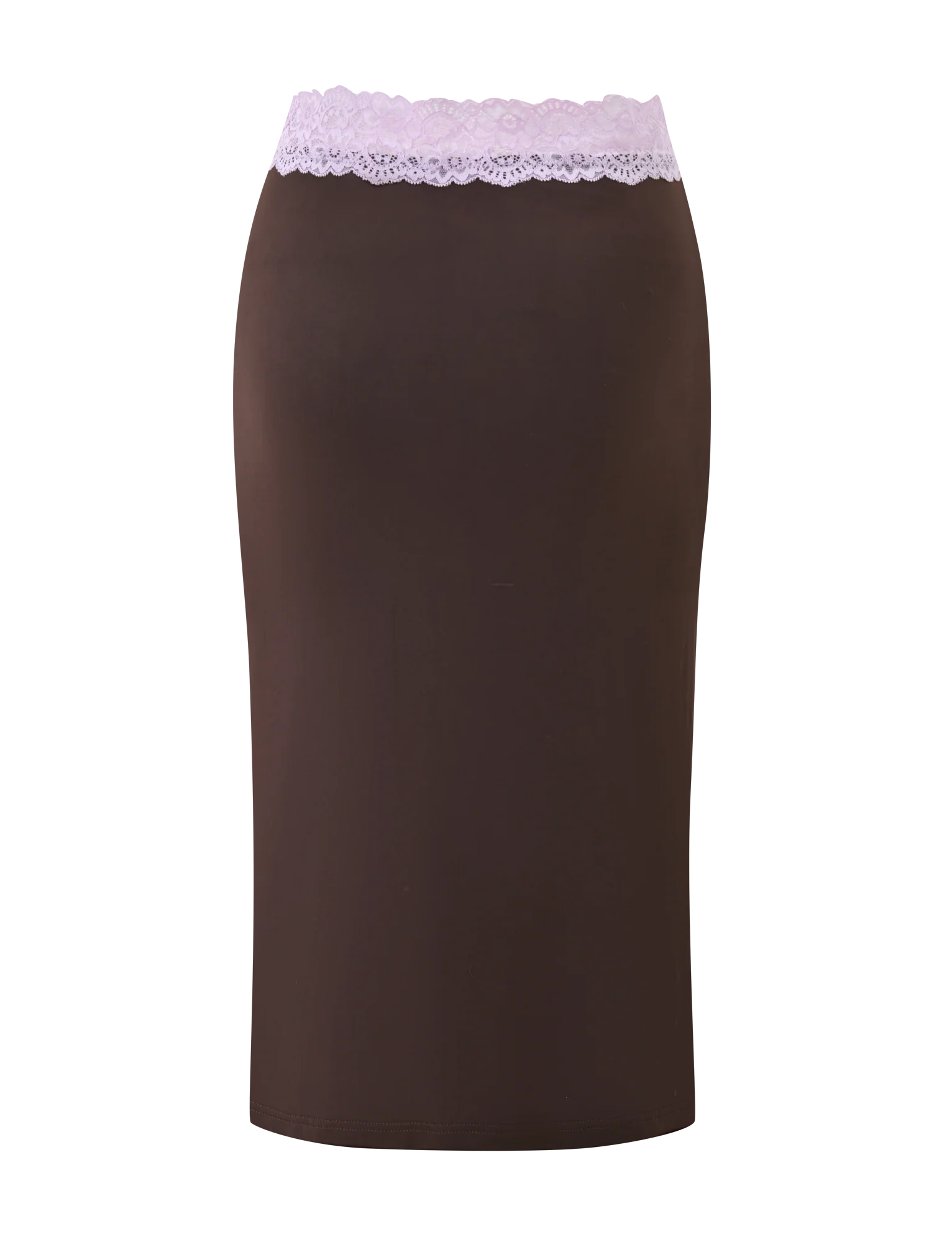 PARISA LACE TRIM MIDI SKIRT - BROWN AND LILAC - Image 6