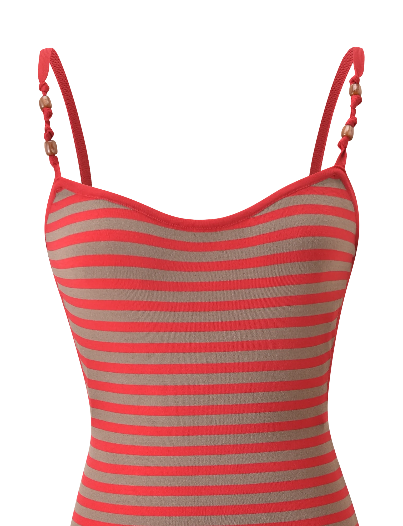 REVERIE KNIT BEADED MINI DRESS - RED MUSHROOM STRIPE - Image 9